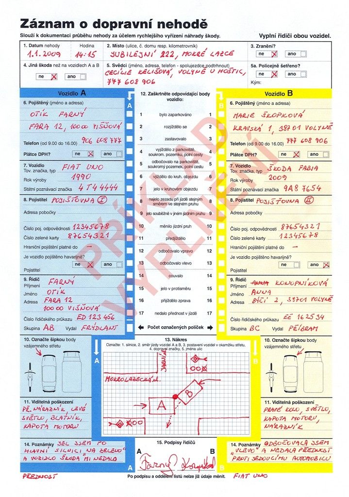 A traffic accident Report: Sample