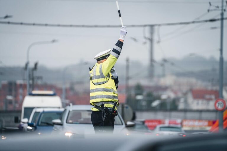 Policeman gestures