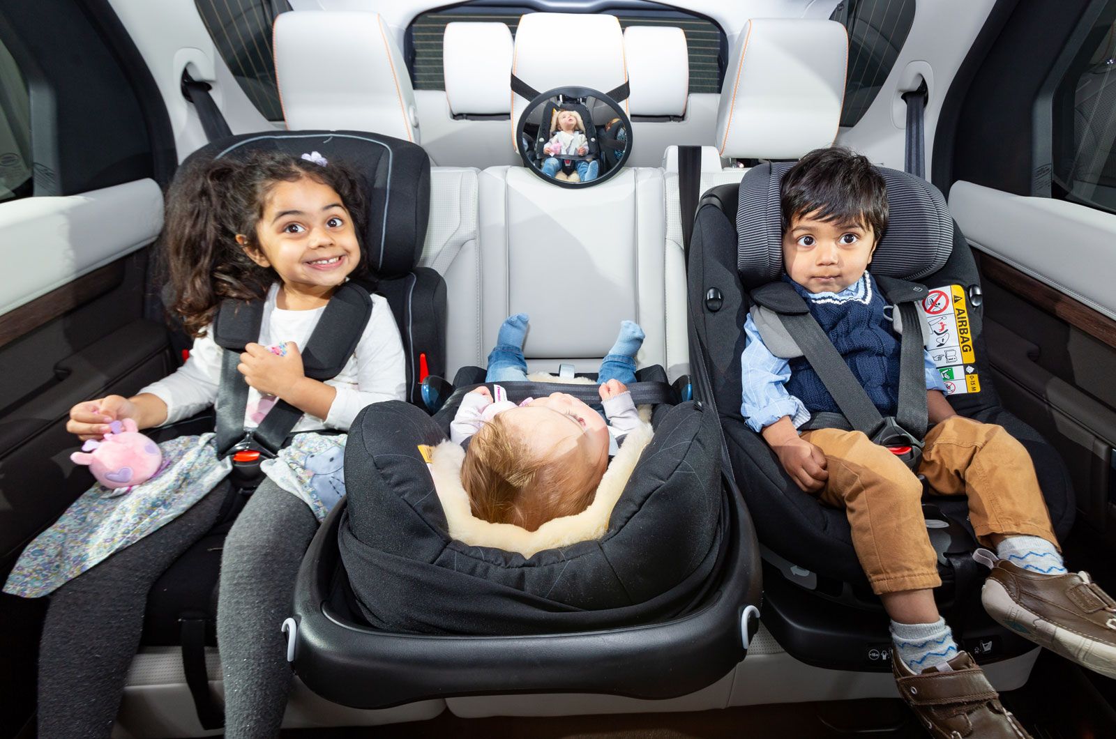 Vehicle with three child seats